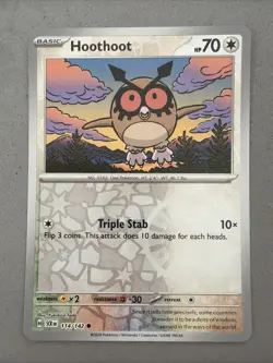 Pokemon TCG * SV Stellar Crown * 114/142 Hoothoot * REVERSE HOLO Common FRESH PK - Image 1