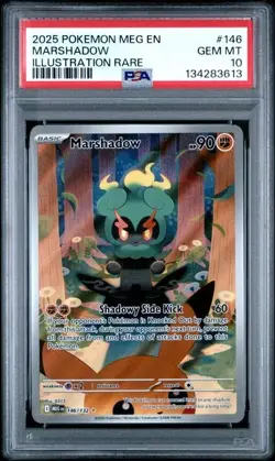 2025 POKEMON MEG EN-MEGA EVOLUTION ILLUSTRATION RARE #146 MARSHADOW PSA 10 - Image 1