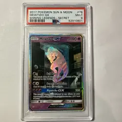 Pokemon Mewtwo GX 78/73 Shining Legends Sun & Moon Secret Rare Card PSA 9 - Image 1