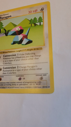 Porygon 39/102 1st Edition Shadowless Base Set Pokemon Card TCG LP - Image 2