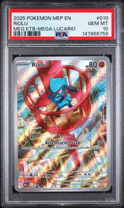 Riolu 2025 Pokemon Mep En-Me Black Star Promo #010 Meg Etb-Mega Lucario PSA 10 - Image 1