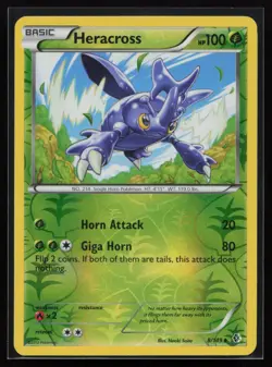 Reverse Holo Heracross 8/149 Boundaries Crossed Naoki Saito Art Pokemon TCG Card - Image 1