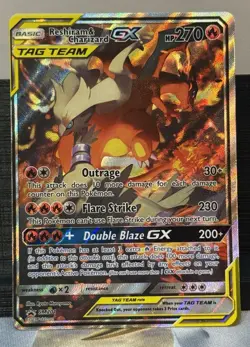 Reshiram & Charizard GX SM201 Black Star Promo Tag Team Pokemon Card NM/NM- - Image 1