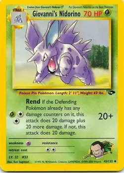 Giovanni's Nidorino 45/132 Gym Challenge Uncommon LP Pokemon TCG - Image 1