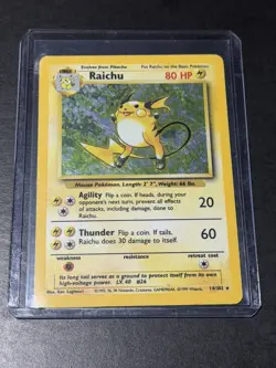 Raichu - Holo Rare - Base Set Unlimited 14/102 - WOTC 1999 Vintage Pokemon MP - Image 1