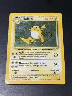 Raichu - Holo Rare - Base Set Unlimited 14/102 - WOTC 1999 Vintage Pokemon MP - Image 3