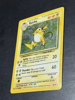 Raichu - Holo Rare - Base Set Unlimited 14/102 - WOTC 1999 Vintage Pokemon MP - Image 4