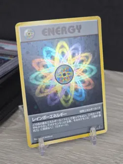 Pokemon Rainbow Energy Holo Rare Rocket Gang 1997 Japanese Vintage Double Swirl - Image 1