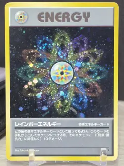 Pokemon Rainbow Energy Holo Rare Rocket Gang 1997 Japanese Vintage Double Swirl - Image 5