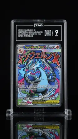 2025 Pokemon Mega Charizard X EX #023 Promo TAG 9 Mint Full Art - Image 1