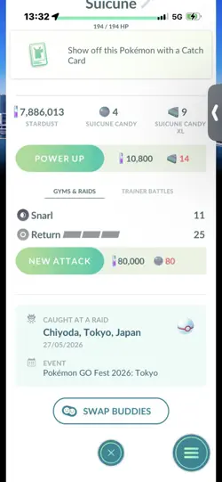 Pokemon Go Shiny Legendary Suicune ( Purified) ( Tokyo Background) ( High CP ) - Image 2