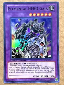 yugioh Elemental Hero Gaia CT08-EN011 Limited Edition Super Rare near mint - Image 1