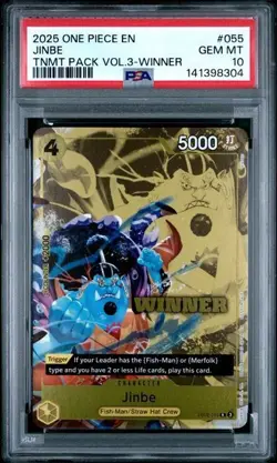 2025 ONE PIECE TOURNAMENT PACK VOL.3 055 JINBE WINNER PSA 10 GEM MINT - Image 1