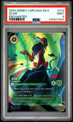 2024 DISNEY LORCANA EN 5-SHIMMERING SKIES ENCHANTED SCAR - VENGEFUL LION PSA 9 - Image 1