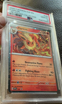 2025 POKEMON SVP EN Pre Poster Collection #167 FLAREON PSA 10 💎 BSP Cosmo Holo - Image 1
