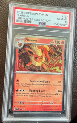 2025 POKEMON SVP EN Pre Poster Collection #167 FLAREON PSA 10 💎 BSP Cosmo Holo - Image 2