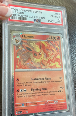 2025 POKEMON SVP EN Pre Poster Collection #167 FLAREON PSA 10 💎 BSP Cosmo Holo - Image 3