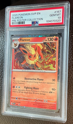 2025 POKEMON SVP EN Pre Poster Collection #167 FLAREON PSA 10 💎 BSP Cosmo Holo - Image 4