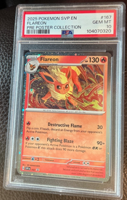 2025 POKEMON SVP EN Pre Poster Collection #167 FLAREON PSA 10 💎 BSP Cosmo Holo - Image 5