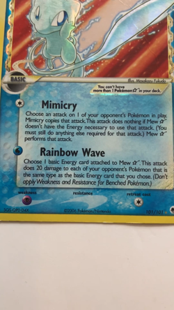 2006 Mew (Delta Species) 101/101 Dragon Frontiers Holo Pokemon Card - MP BIN - Image 2