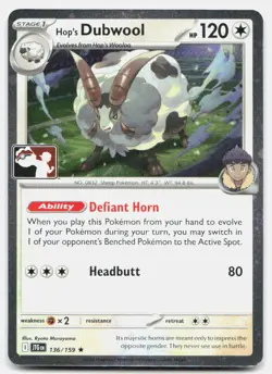 Hop's Dubwool 136/159 Rare Prize Pack Series Cards Pokemon Near Mint - Image 1
