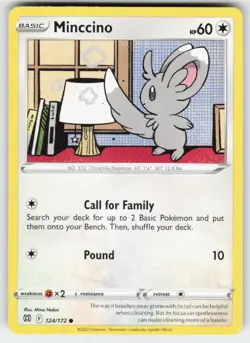 Minccino 124/172 Common Brilliant Stars Pokemon Near Mint - Image 1