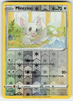 Minccino 145/202 Common Sword & Shield Pokemon Reverse Holo Near Mint - Image 1