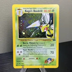 Koga's Beedrill 9/132 HOLO Gym Challenge Pokemon Unlimited Holo MP Ken Sugimori - Image 1