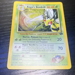Koga's Beedrill 9/132 HOLO Gym Challenge Pokemon Unlimited Holo MP Ken Sugimori - Image 2