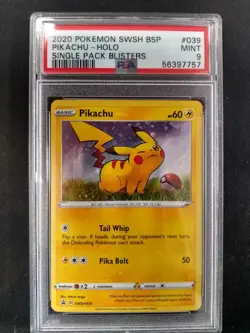 PSA 9 Pikachu SWSH 039 - Holo - Black Star Promo Pokemon Mint - Image 1