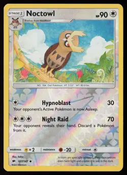 Noctowl 107/147 Uncommon Burning Shadows Reverse Holo Near Mint - Image 1