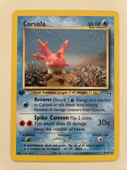 Pokemon TCG Corsola 37/75 1st Edition Neo Discovery LP - Image 1