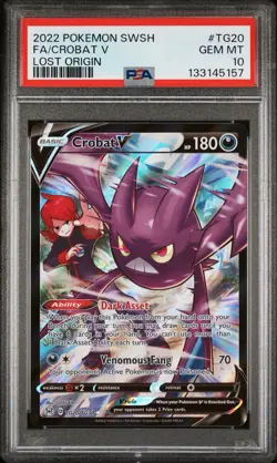 PSA 10 Crobat V TG20/TG30 Pokemon Lost Origin Full Art SWSH 2022 GEM MINT - Image 1