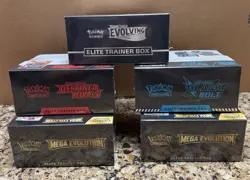 Pokemon Etb Evolving Skies Destined Rivals Black Bolt Mega Evolution Sealed Lot - Image 4
