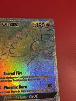Pokemon Ho-Oh GX SM80 Black Star Promo Rainbow Full Art Holo - Image 3