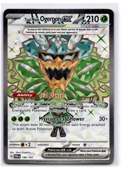 TEAL MASK OGERPON EX 190/167 ULTRA RARE TWILIGHT MASQUERADE POKEMON NEAR MINT - Image 1