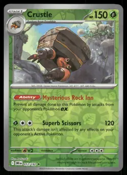 CRUSTLE 012/182 RARE DESTINED RIVALS POKEMON REVERSE HOLO NEAR MINT - Image 1
