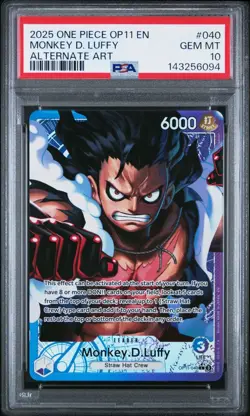 2025 ONE PIECE OP11-040 MONKEY D. LUFFY ALTERNATE ART English PSA 10 - Image 1