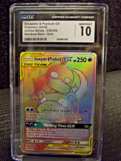 POKEMON Slowpoke & Psyduck GX Unified Minds 239/236 Tag Team Sun Moon CGC 10 - Image 1
