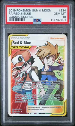 PSA 10 Red & Blue 234/236 Full Art 2019 Pokemon Sun & Moon SM Cosmic Eclipse - Image 3