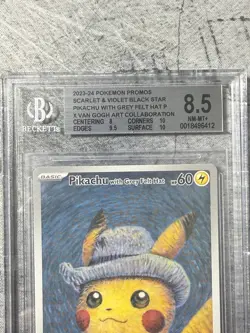 Pokemon Pikachu with Grey Felt Hat Van Gogh Full Art Promo SVP EN 085 BGS 8.5 - Image 2