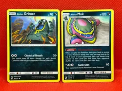 Pokemon Tcg Alolan Grimer 83/181 & Alolan Muk 84/181 Non Holo Team Up - Image 1