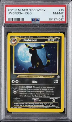 2001 POKEMON NEO DISCOVERY #13 UMBREON-HOLO PSA 8 - Image 1