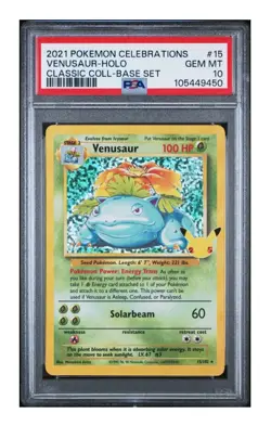 2021 POKEMON CELEBRATIONS CLASSIC COLLECTION 15 VENUSAUR-HOLO PSA 10 GEM MINT - Image 1
