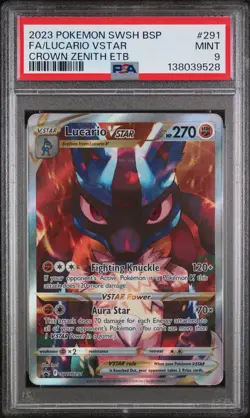 2023 POKEMON SWSH BLACK STAR PROMO #291 FULL ART/LUCARIO VSTAR PSA 9 - Image 1