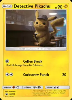 NM-Mint Detective Pikachu - SM190 - SM Black Star Promo Pokemon SM Promos - Image 1