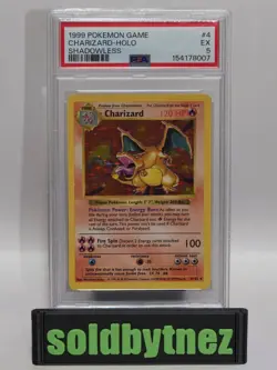 1999 Pokemon Game Shadowless #4 Charizard Holo PSA 5 EX - Image 1