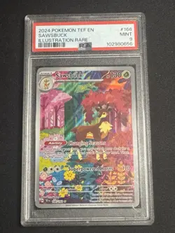Pokemon TCG Sawsbuck Temporal Forces Illustration Card 166/162 psa 9 - Image 1