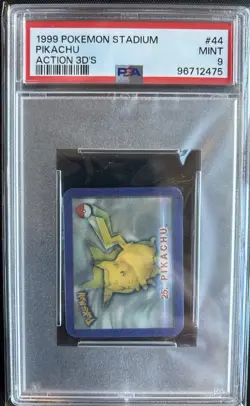 1999 Pokemon Stadium Action 3D Pikachu Lenticular #44 - PSA 9 - Image 1