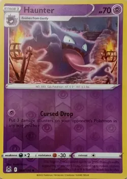 065/196 HAUNTER REVERSE HOLO LOST ORIGIN POKEMON CARD - Image 1